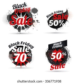 vector set logo illustration Black Friday in November, the day the big sales, design template elements for gift cards and design Publicity