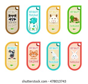 Vector set of logo for the nutrition of Pets. Illustrations, logos, emblems and labels stickers for natural balanced food.