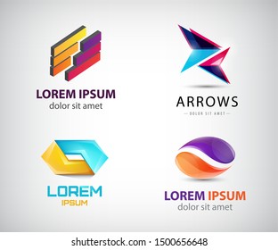 Vector set of Logo templates. Modern abstract unity, 2 parts creative signs,  symbols. Design geometric elements. Identity logotype concepts.