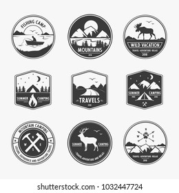 Vector set logo for travel and vacation on white background