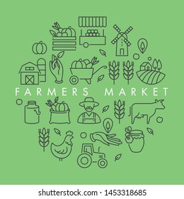 Vector set of logos, badges and icons for natural farm and health products. Collection symbol of localy grown and organic food. Concept illustration for farmers market