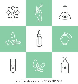 Vector set of logos, badges and icons for natural and organic products. Eco safe sign design. Collection symbol of healthy products