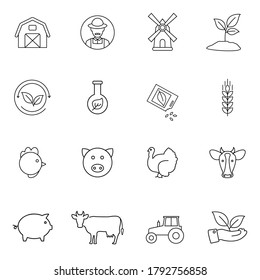 Conjunto vectorial de logotipos, insignias e íconos para productos naturales agrícolas y sanitarios. Símbolo de recolección de comida local y orgánica. EPS 10