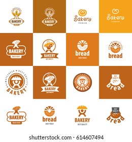 Vector set of logos bakery bread house