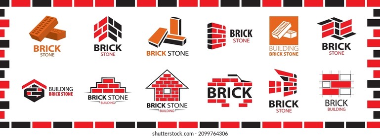 Vector set of logos brick stones, construction