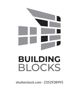 Vector set of logos building blocks, bricks