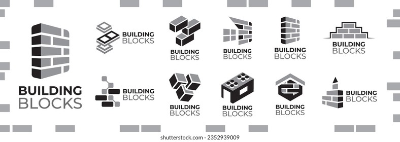 Vector set of logos building blocks, bricks