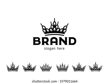 Vector set logos design template ideal for agriculture, organic food, grocery, natural harvest, baby food, cookies, cereals. Сrown of ears.