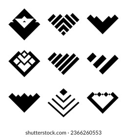 Conjunto vectorial de logotipos, diamantes, piedras preciosas, símbolos de cristal