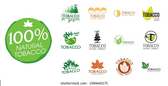 Vector set of logos for natural tobacco products