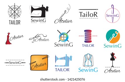 Vector Set Logos Sewing Workshop Tailor Stock Vector (Royalty Free ...