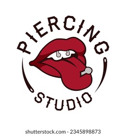 Vector set of logos studio piercing, pierced