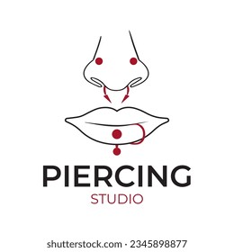 Vector set of logos studio piercing, pierced