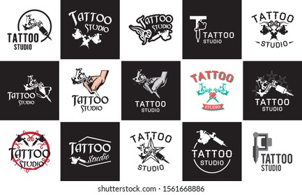 Vector set of logos for tattoo salon and Studio