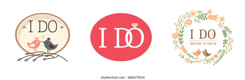 Vector set of logos wedding agency decor