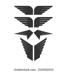 Vector set of logos of wings.