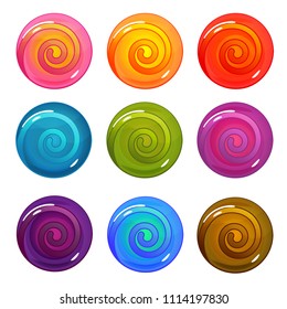 Vector set of lollipop candy icons. Isolated elements on white background. Perfect for match three game or other design works