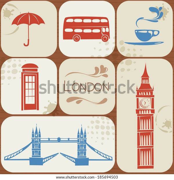 Vector set of\
London/British icons\
collection