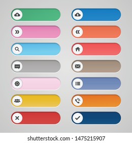 Vector set long button icon for web design.