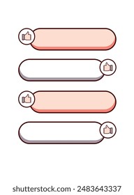 Vector set long round buttons Cute Simple Clipart. Simple And Cute Border Text. Border Text