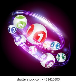 Vector set of lottery balls. Bingo lotto numbers. 