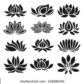 Lotus Icon Vector Set Harmony Illustration Stock Vector (Royalty Free ...