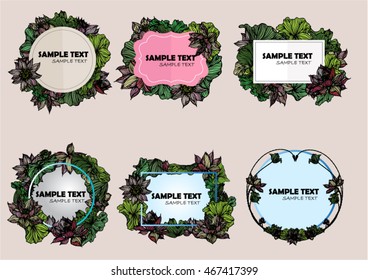 Vector set lotus leaves for banners and text.