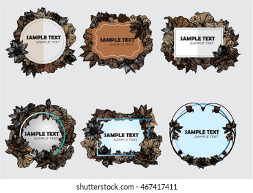 Vector set lotus leaves for banners and text.