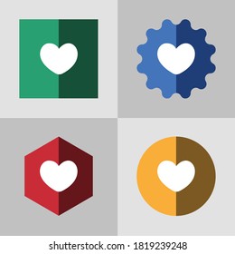 vector set love flat color icon