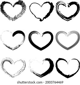 Vector set love heart hand drawn vector stock
