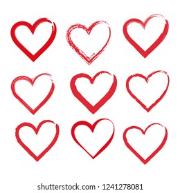 vector set of love hearts for decoration of holiday cards and valentines