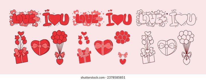 conjunto vectorial de iconos de amor adecuados para los cumpleaños y el día de San Valentín