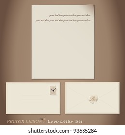 Vector set: Love Letter designs - paper and envelopes.