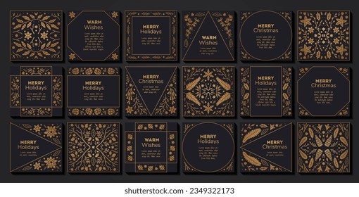 Vector set of luxury floral patterns, invitation cards, banners. Merry Christmas