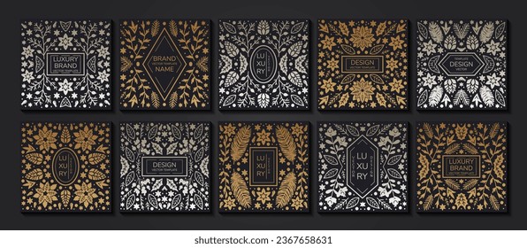 Vector set of luxury floral patterns, invitation cards, banners. Merry Christmas