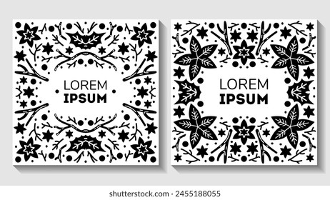 Vector set of luxury floral patterns, invitation cards, banners. Merry Christmas