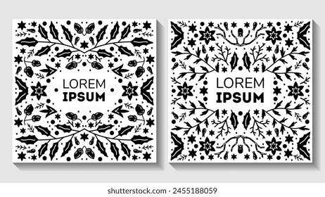 Vector set of luxury floral patterns, invitation cards, banners. Merry Christmas