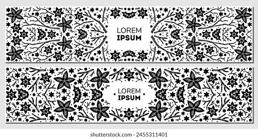 Vector conjunto de patrones florales de lujo, tarjetas de invitación, Anuncios. Felices Navidades