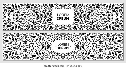 Vector set of luxury floral patterns, invitation cards, banners. Merry Christmas
