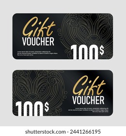 Vector set of luxury gift certificates Elegant template for holiday gift card coupon and certificate