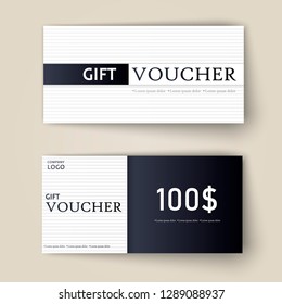 Vector set of luxury gift vouchers with ribbons and bow. Elegant template for a festive gift card, coupon and certificate. Discount Coupon Template. Vector Illustration EPS10