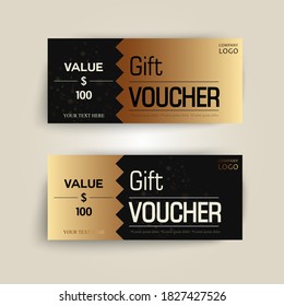 Vector set of luxury gift vouchers with ribbons and gift box. Elegant template for a festive gift card, coupon and certificate. Discount Coupon Template Vector Illustration EPS10