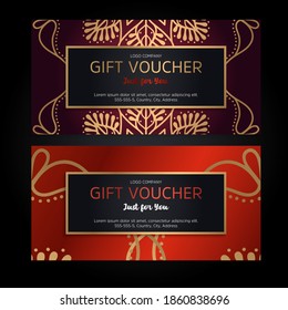 Vector set of luxury gift vouchers with gold pattern. Vector illustration
