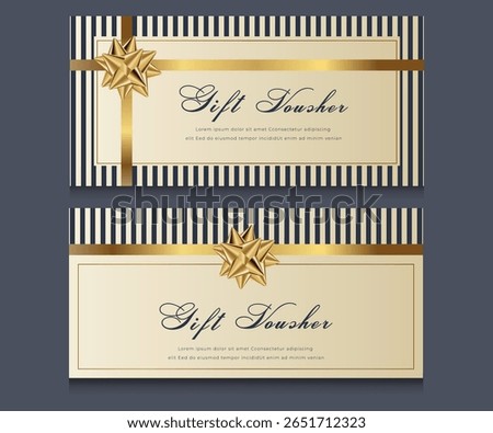 Vector set of luxury gift vouchers with golden plant on dark and light background. Elegant template for holiday gift card, coupon and certificate. Discount coupon template vector illustration EPS10	
