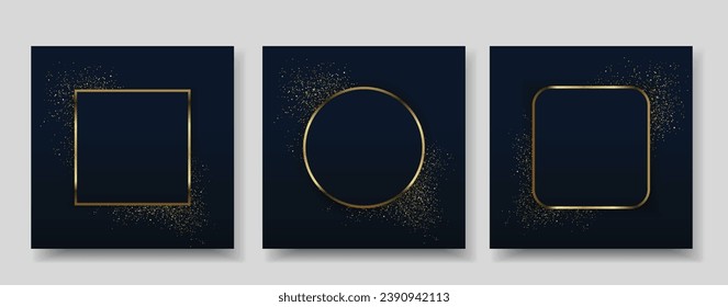 Vektorset mit luxuriösen goldenen, dynamischen quadratischen Hintergründen, Pfosten und Design-Vorlage. Premium-Preis-Social-Media-Post-Hintergrund