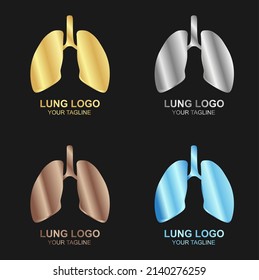 Vector set of luxury golden lung logo on black background, and also in color, silver, bronze and diamond