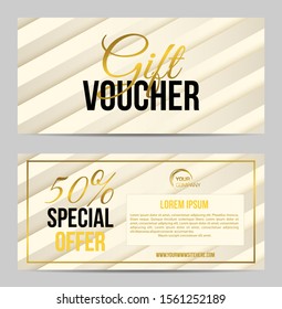 Vector set of luxury modern gift voucher card template with rectangle in gold and white color