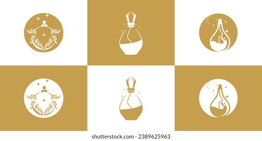 Vector set of luxury perfume bottle logo design inspiration collection premium perfume minimalist style Premium Vector