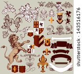 Vector set of luxury royal vintage elements for your heraldic design