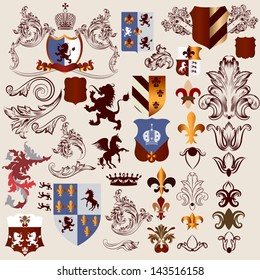 Vector set of luxury royal vintage elements for your heraldic design